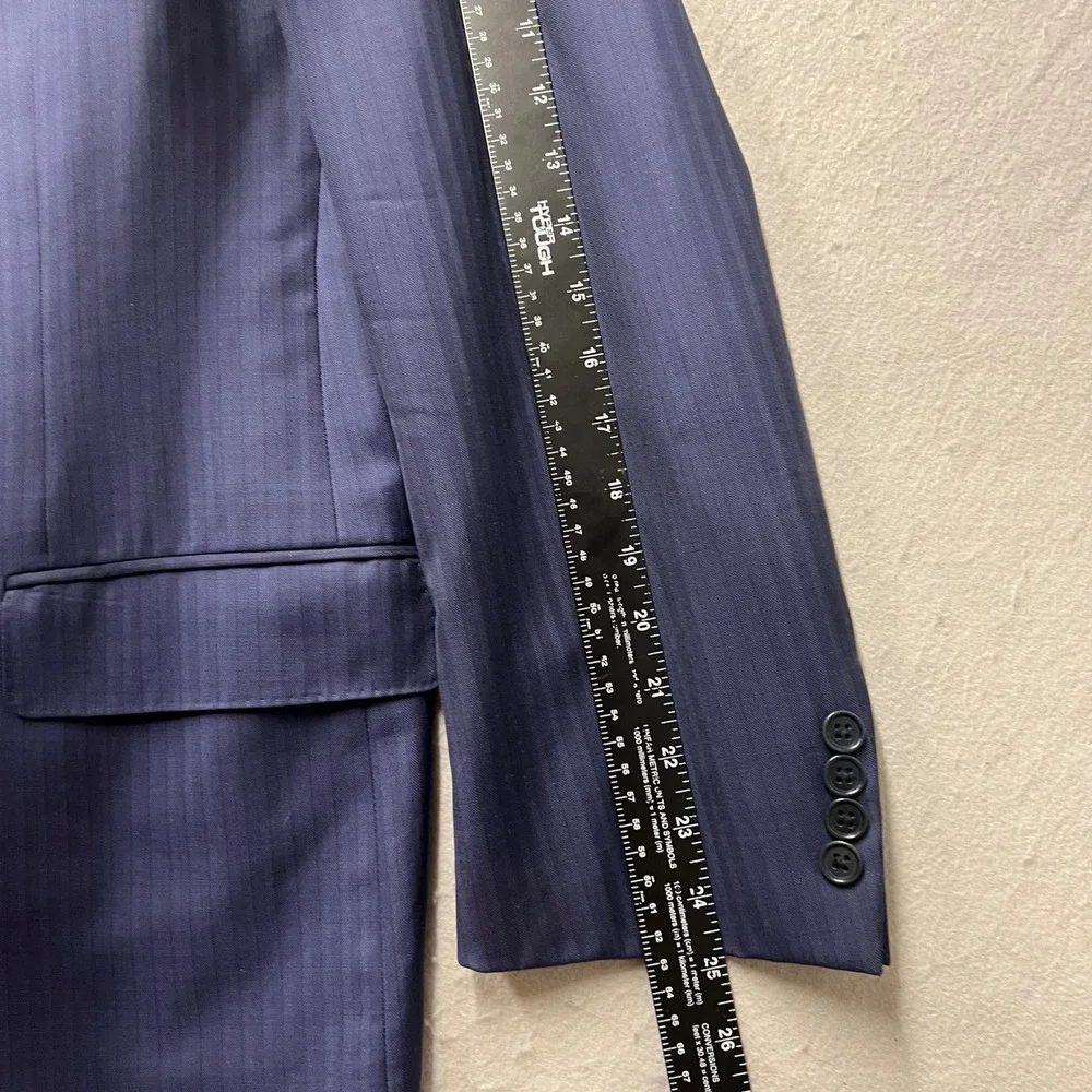 Canali Mens Navy Blue Pinstripe Wool Suit Jacket Blazer Size 54 EU Made in Italy